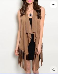 Tan Fringed Shrug For Women