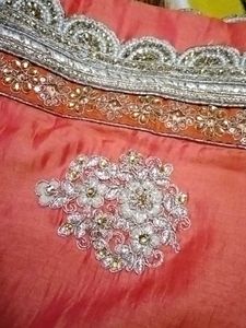 Elegant Peach Embellished Saree