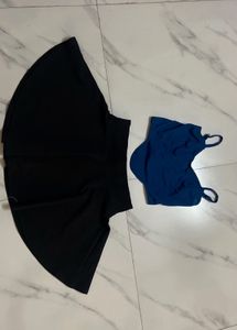 Black Skirt and Blue Top Set