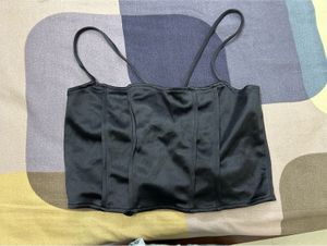 Black Satin Corset Top