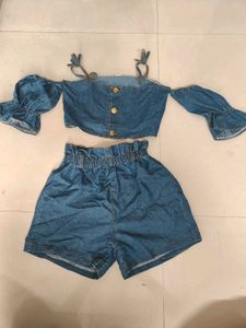 Denim Top & Shorts Set