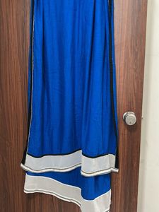 W Blue and White Bordered Dupatta