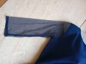Navy Blue Sheer Overlay Dress