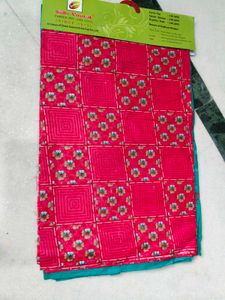 Teal &amp; Red Printed Unstitched Salwar Suit