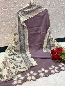 Elegant Beige Embroidered Suit Piece