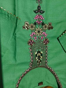 Green Embroidered Kurta Set