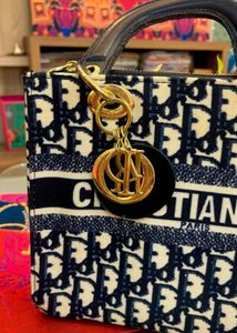 Christian Dior Oblique Canvas Tote – Navy Blue