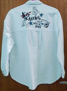 ZARA White Graphic Shirt