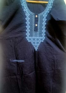 Navy Blue Embroidered Nighty