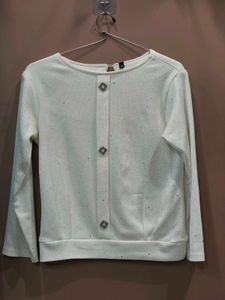 White Ribbed Knit Top