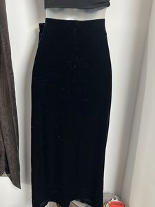 Black Velvet Side Slit Skirt