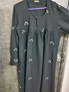 Black Embroidered short abaya..