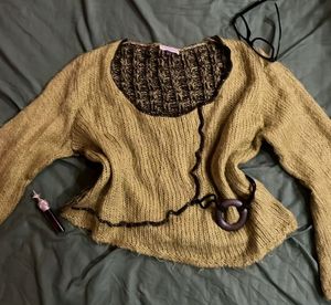 Y2K Unique Olive Green Knit Top