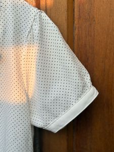 90s Inspired White Polka Dot Top