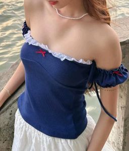 Navy Blue Bow Top