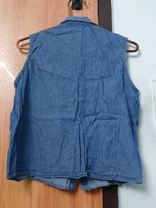 Sleeveless Denim Shirt For Girls