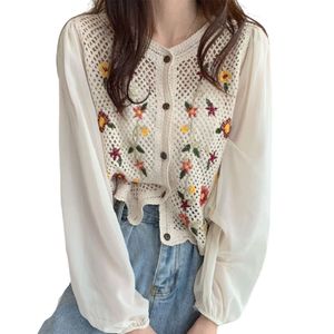 Floral Embroidered Crochet TOPS