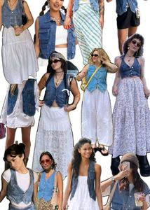 Denim Halter Top Vest Y2k Grunge