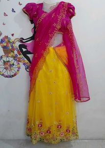 Pink Yellow Flowers Lehnga 🪄