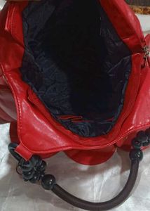 Red Leather Circle Detail Tote