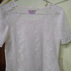 Lace Detail White Top