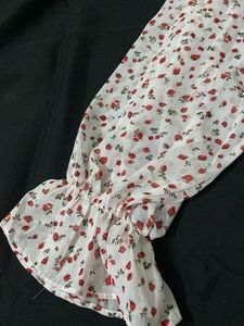 Strawberry Printed Ruffle Blouse