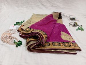 Purple Net Saree