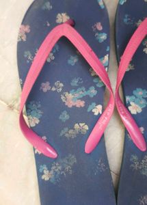 Floral Navy Flip Flops