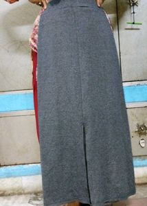Gray Skirt with Slit