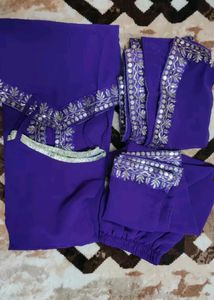 Geogette Embroidery Kurta Palazzo Set  With Duptta