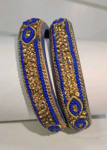 Blue Golden Lakh Bangles