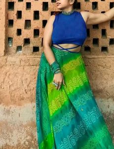 Tokyo talkies blue ribbed crop top (waist strings)