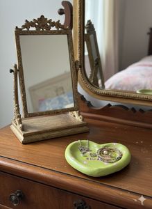 Green heart shape jewellery tray