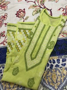 Lime Green Embroidered Kurta
