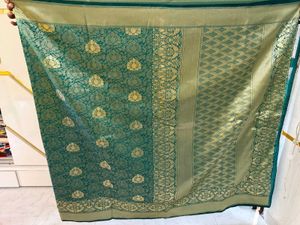 Green & Gold Saree with Blouse