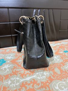 Guess Black Croc Tote Bag