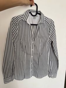 Gray/White Striped H&amp;M Shirt, Size 36