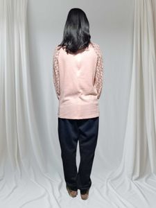 Peach Lace Sleeve Top