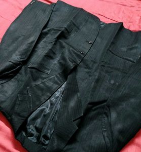 Men Striped Black Suit Blazer
