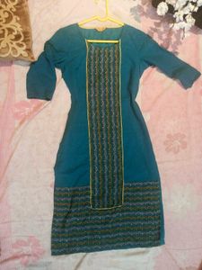 Aurelia Women's Blue Straight Kurta-XS