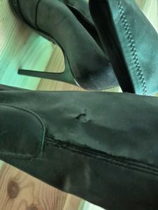 Black Leather Stiletto Sock Booties