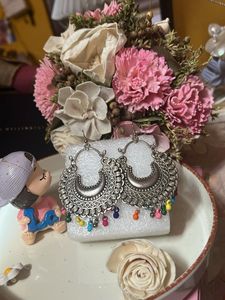 Boho Chic Silver Hoop Earrings