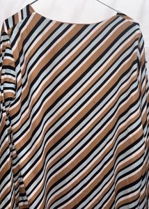 Striped Brown &amp; Blue Midi Dress