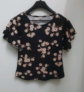 Floral Flutter Sleeve Top