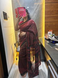 NEW &#39;Chanderi Cotton&#39; Saree with Blouse Piece🖤♥️