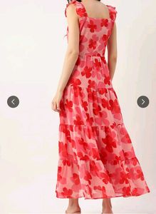 Pink Floral A-Line Maxi Dress