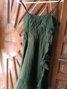 Olive Green Ruffle Dress Blue Bodycon