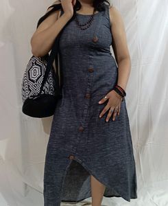 Women's Sleeveless Midi Slit Dress.