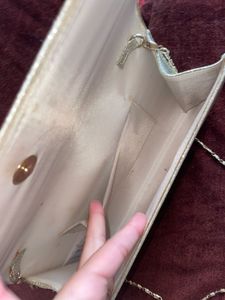 Sparkling Silver Clutch cum sling with chain👛