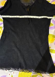 Front Tie Beautiful Black Mesh Top